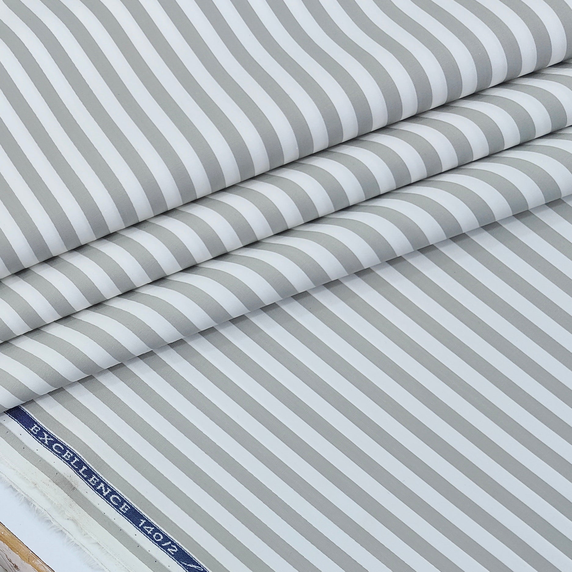 Shirt Fabric Soktas 140/2 Giza Cotton Bengal Stripe Colour Grey N White